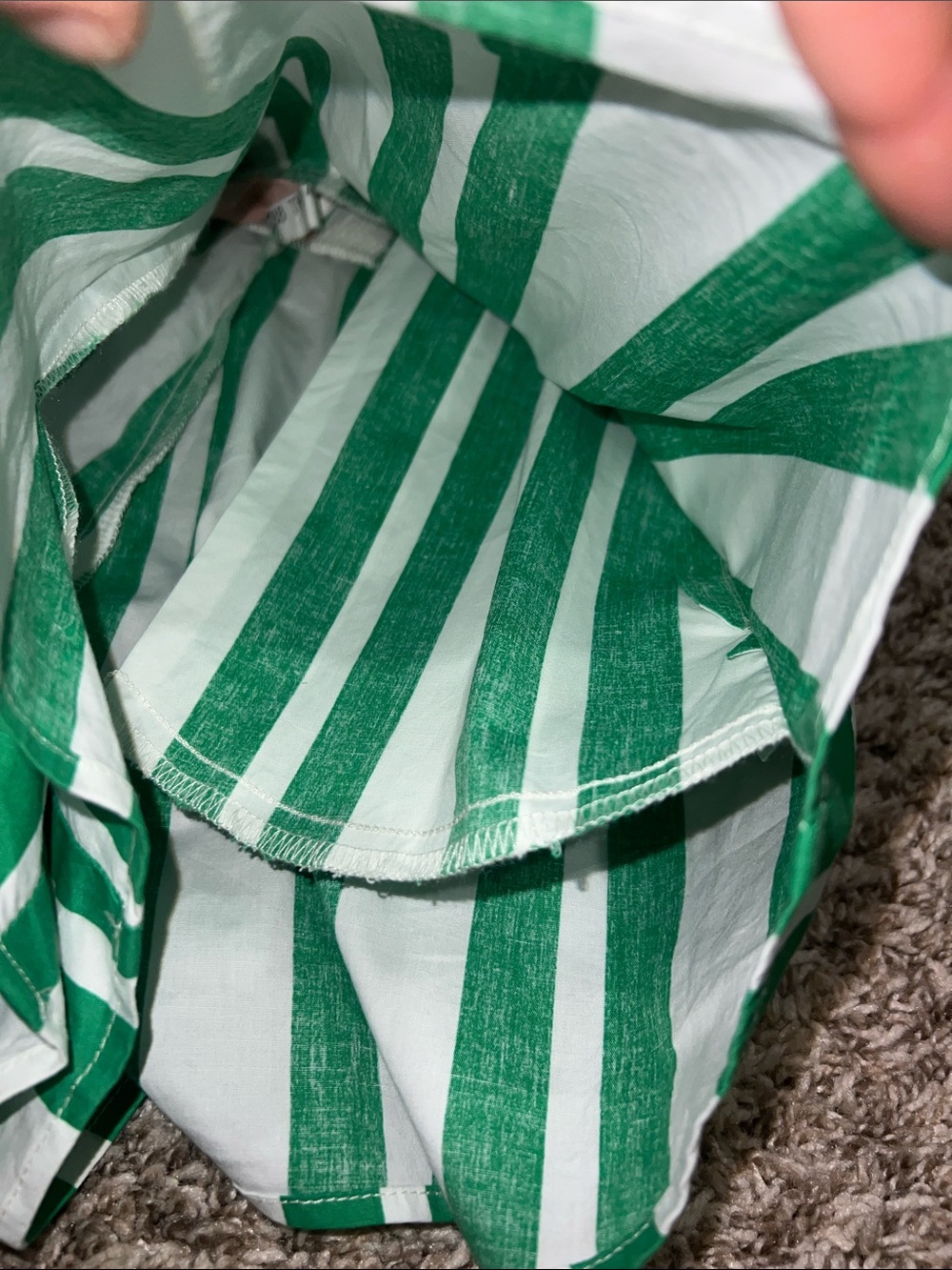 Show Me Your MuMu Green & White Vertical Stripe High-Waist Cotton Pull On Shorts - Picture 12 of 16